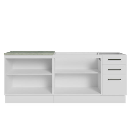 Set X 2 Muebles Inferiores de Cocina Agata Blanco 200x84cm sin Mesón sin Estufa y con Tres Cajones - MUEBLES INFERIORES DE COCINA | Bylmo