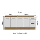 Set X 2 Muebles Inferiores de Cocina Agata Marron y Blanco 200x84cm sin Mesón sin Estufa y con Tres Cajones - MUEBLES INFERIORES DE COCINA | Bylmo