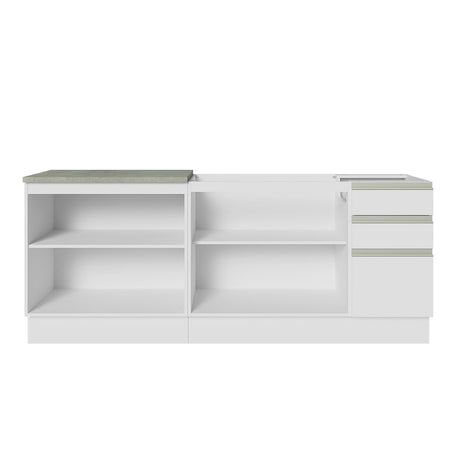 Set X 2 Muebles Inferiores de Cocina Glamy Blanco 200x84cm sin Mesón sin Estufa y con Tres Cajones - MUEBLES INFERIORES DE COCINA | Bylmo