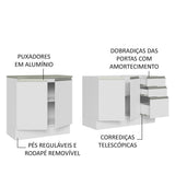 Set X 2 Muebles Inferiores de Cocina Glamy Blanco 200x84cm sin Mesón sin Estufa y con Tres Cajones - MUEBLES INFERIORES DE COCINA | Bylmo