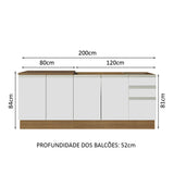 Set X 2 Muebles Inferiores de Cocina Glamy Marron y Blanco 200x84cm sin Mesón sin Estufa y con Tres Cajones - MUEBLES INFERIORES DE COCINA | Bylmo
