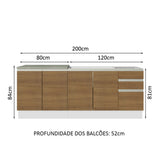 Set X 2 Muebles Inferiores de Cocina Glamy Blanco y Marron 200x84cm sin Mesón sin Estufa y con Tres Cajones - MUEBLES INFERIORES DE COCINA | Bylmo