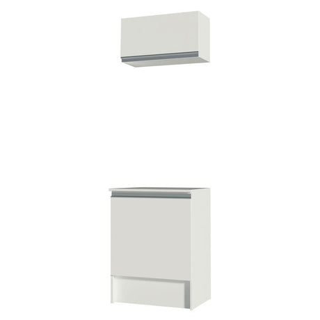 Cocina Topazio Blanco 60x210cm con Mesón de Madera y sin Estufa - COCINAS | Bylmo