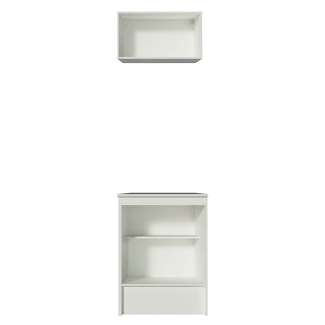 Cocina Topazio Blanco 60x210cm con Mesón de Madera y sin Estufa - COCINAS | Bylmo