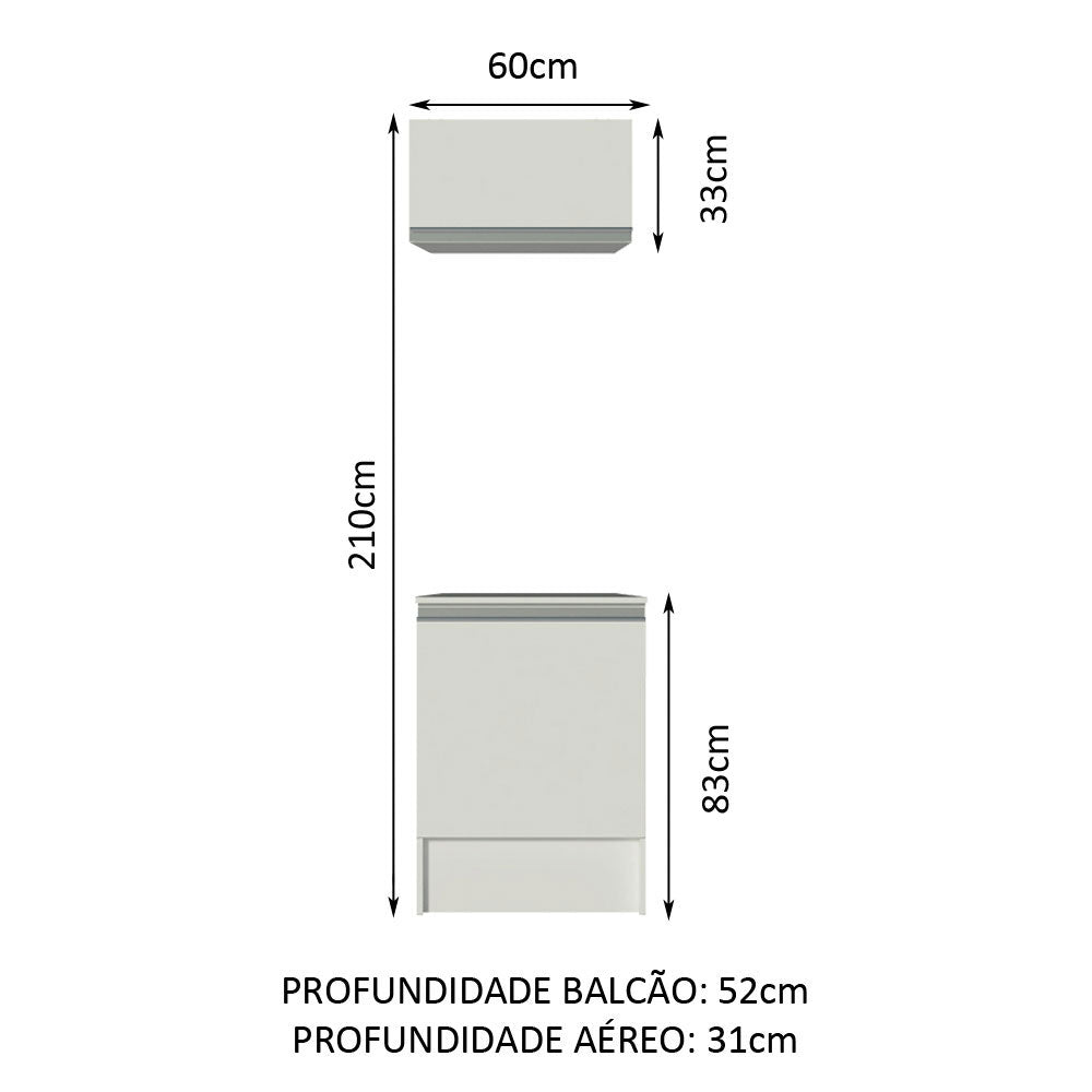 Cocina Topazio Blanco 60x210cm con Mesón de Madera y sin Estufa - COCINAS | Bylmo