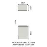 Cocina Topazio Blanco 60x210cm con Mesón de Madera y sin Estufa - COCINAS | Bylmo