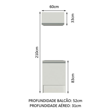 Cocina Topazio Blanco 60x210cm con Mesón de Madera y sin Estufa - COCINAS | Bylmo