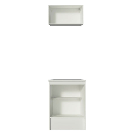 Cocina Topazio Blanco y Marron 60x210cm con Mesón de Madera y sin Estufa - COCINAS | Bylmo
