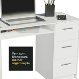 Combo Escritorio y Biblioteca Alaska Blanco 207x102cm con Tres Cajones y con Archivador - ESCRITORIOS | Bylmo