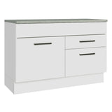 Mueble Inferior de Cocina Agata Blanco 120x84cm con Mesón de Madera sin Estufa y con Dos Cajones - MUEBLES INFERIORES DE COCINA | Bylmo