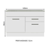 Mueble Inferior de Cocina Agata Blanco 120x84cm con Mesón de Madera sin Estufa y con Dos Cajones - MUEBLES INFERIORES DE COCINA | Bylmo