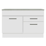 Mueble Inferior de Cocina Agata Blanco 120x84cm con Mesón de Madera sin Estufa y con Dos Cajones - MUEBLES INFERIORES DE COCINA | Bylmo