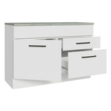 Mueble Inferior de Cocina Agata Blanco 120x84cm con Mesón de Madera sin Estufa y con Dos Cajones - MUEBLES INFERIORES DE COCINA | Bylmo