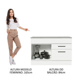 Mueble Inferior de Cocina Agata Blanco 120x84cm con Mesón de Madera sin Estufa y con Dos Cajones - MUEBLES INFERIORES DE COCINA | Bylmo