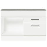 Mueble Inferior de Cocina Agata Blanco 120x84cm con Mesón de Madera sin Estufa y con Dos Cajones - MUEBLES INFERIORES DE COCINA | Bylmo