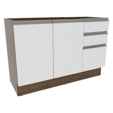 Mueble Inferior de Cocina Glamy Marron y Blanco 120x81cm sin Mesón sin Estufa y con Tres Cajones - MUEBLES INFERIORES DE COCINA | Bylmo