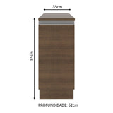 Mueble Inferior de Cocina Glamy Marron 35x84cm con Mesón de Madera sin Estufa y sin Cajones - MUEBLES INFERIORES DE COCINA | Bylmo