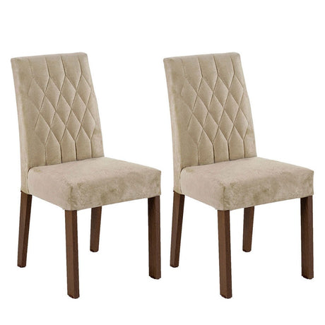 Kit x 2 Sillas Comedor Marron y Beige 45x94cm con Espaldar y de Asiento Cuadrado - SILLAS Y BUTACOS | Bylmo