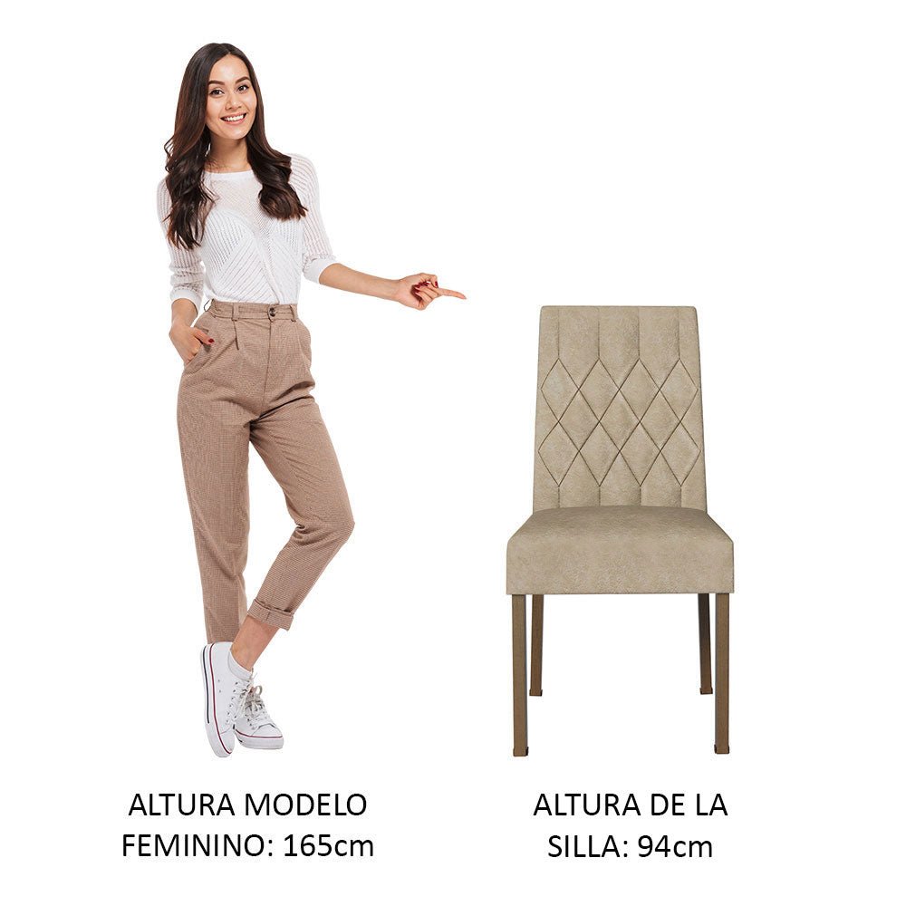 Kit x 2 Sillas Comedor Marron y Beige 45x94cm con Espaldar y de Asiento Cuadrado - SILLAS Y BUTACOS | Bylmo