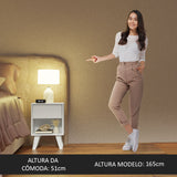 Mesa de Noche x 2 Blanco 35x51cm con Patas y con Dos Cajones - MESAS DE NOCHE | Bylmo