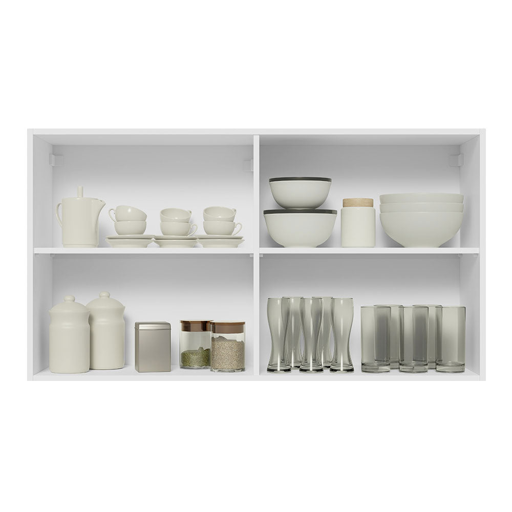 Gabinete de Cocina Glamy Blanco 120x66cm Flotante con Dos Puertas y Vidrios Reflectantes - ALACENAS Y MUEBLES MICROONDAS | Bylmo