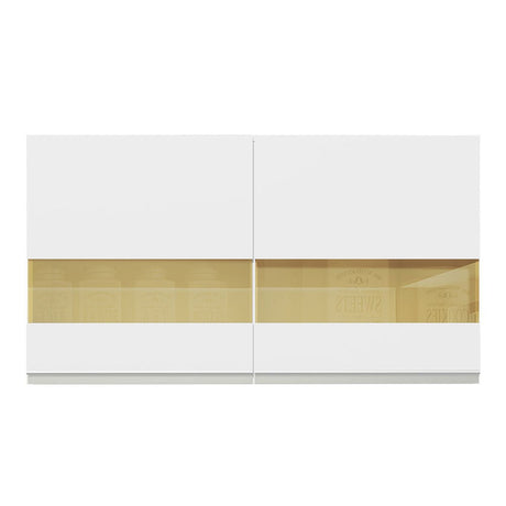 Gabinete de Cocina Glamy Blanco 120x66cm Flotante con Dos Puertas y Vidrios Reflectantes - ALACENAS Y MUEBLES MICROONDAS | Bylmo
