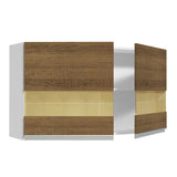 Gabinete de Cocina Glamy Blanco y Marron 120x66cm Flotante con Dos Puertas y Vidrios Reflectantes - ALACENAS Y MUEBLES MICROONDAS | Bylmo