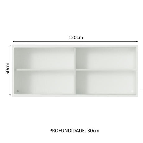 Gabinete de Cocina Glamy Blanco 120x50cm Flotante con Dos Puertas - ALACENAS Y MUEBLES MICROONDAS | Bylmo