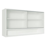 Gabinete de Cocina Glamy Blanco 120x66cm Flotante con Dos Puertas Corredizas de Cristal - ALACENAS Y MUEBLES MICROONDAS | Bylmo