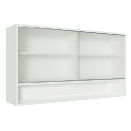 Gabinete de Cocina Glamy Blanco 120x66cm Flotante con Dos Puertas Corredizas de Cristal - ALACENAS Y MUEBLES MICROONDAS | Bylmo