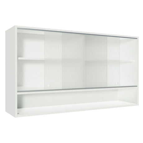 Gabinete de Cocina Glamy Blanco 120x66cm Flotante con Dos Puertas Corredizas de Cristal - ALACENAS Y MUEBLES MICROONDAS | Bylmo