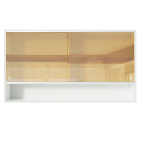 Gabinete de Cocina Glamy Blanco 120x66cm Flotante con Dos Puertas y Vidrios - ALACENAS Y MUEBLES MICROONDAS | Bylmo