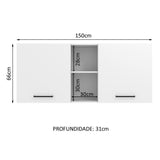 Gabinete de Cocina Agata Blanco 150x66cm Flotante con Dos Puertas - ALACENAS Y MUEBLES MICROONDAS | Bylmo