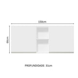 Gabinete de Cocina Glamy Blanco 150x66cm Flotante con Dos Puertas - ALACENAS Y MUEBLES MICROONDAS | Bylmo