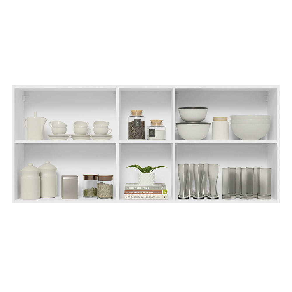 Gabinete de Cocina Glamy Blanco y Marron 150x66cm Flotante con Dos Puertas - ALACENAS Y MUEBLES MICROONDAS | Bylmo