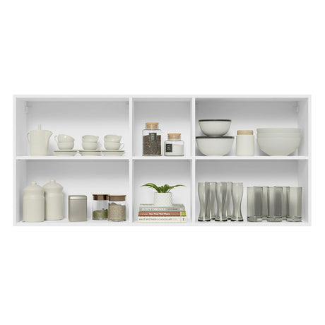 Gabinete de Cocina Glamy Blanco y Marron 150x66cm Flotante con Dos Puertas - ALACENAS Y MUEBLES MICROONDAS | Bylmo