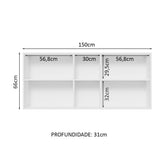 Gabinete de Cocina Glamy Blanco y Marron 150x66cm Flotante con Dos Puertas - ALACENAS Y MUEBLES MICROONDAS | Bylmo