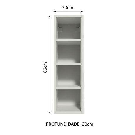 Gabinete de Cocina Acordes Blanco 20x66cm Flotante sin Puertas - ALACENAS Y MUEBLES MICROONDAS | Bylmo
