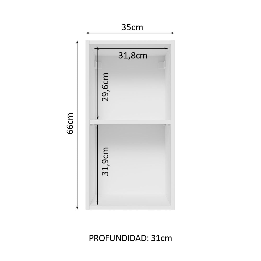 Gabinete de Cocina Glamy Blanco 35x66cm Flotante con Una Puerta - ALACENAS Y MUEBLES MICROONDAS | Bylmo
