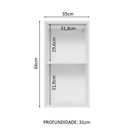 Gabinete de Cocina Glamy Blanco y Marron 35x66cm Flotante con Una Puerta - ALACENAS Y MUEBLES MICROONDAS | Bylmo