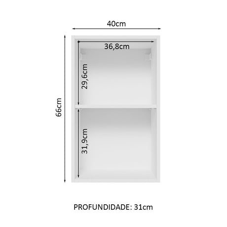 Gabinete de Cocina Glamy Blanco y Marron 40x66cm Flotante con Una Puerta - ALACENAS Y MUEBLES MICROONDAS | Bylmo