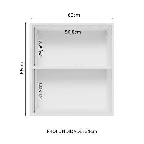 Gabinete de Cocina Glamy Blanco 60x66cm Flotante con Una Puerta - ALACENAS Y MUEBLES MICROONDAS | Bylmo