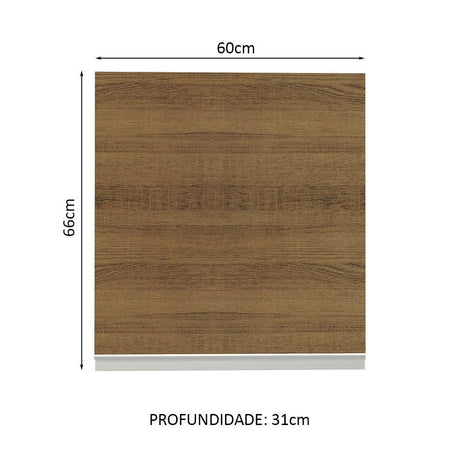 Gabinete de Cocina Glamy Blanco y Marron 60x66cm Flotante con Una Puerta - ALACENAS Y MUEBLES MICROONDAS | Bylmo