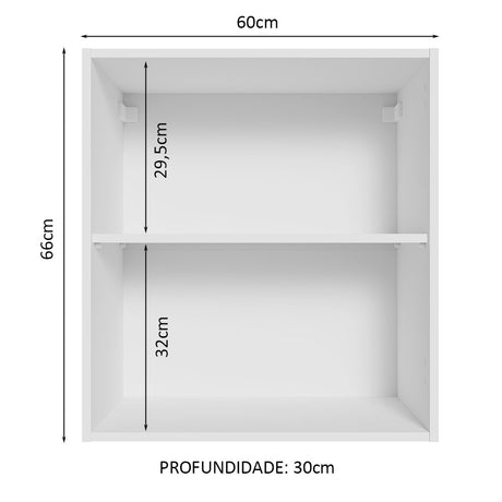 Gabinete de Cocina Glamy Blanco 60x66cm Flotante sin Puertas - ALACENAS Y MUEBLES MICROONDAS | Bylmo
