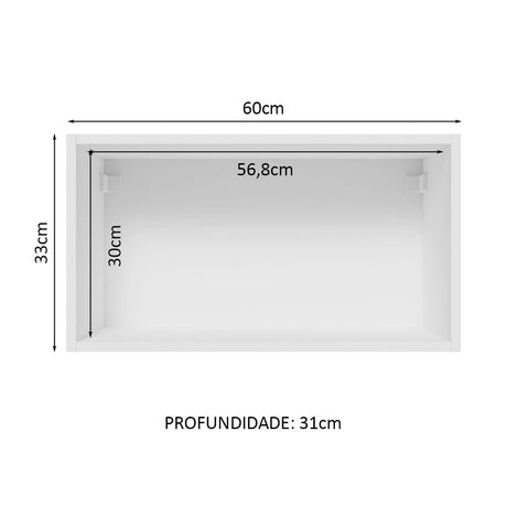 Gabinete de Cocina Glamy Blanco 60x33cm Flotante con Una Puerta - ALACENAS Y MUEBLES MICROONDAS | Bylmo