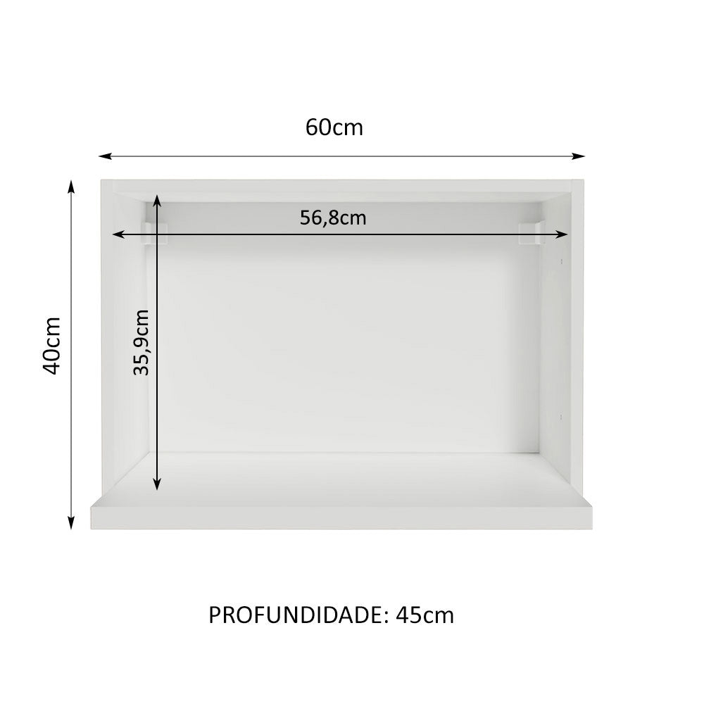 Gabinete de Cocina Glamy Blanco 60x40cm Flotante sin Puertas - ALACENAS Y MUEBLES MICROONDAS | Bylmo