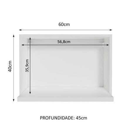Gabinete de Cocina Glamy Blanco 60x40cm Flotante sin Puertas - ALACENAS Y MUEBLES MICROONDAS | Bylmo