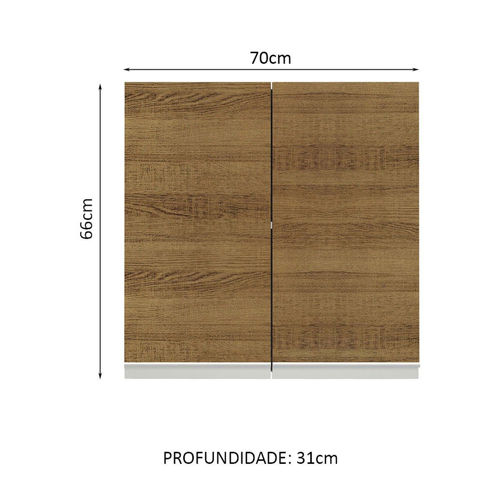 Gabinete de Cocina Glamy Blanco y Marron 70x66cm Flotante con Dos Puertas - ALACENAS Y MUEBLES MICROONDAS | Bylmo