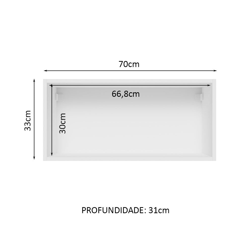 Gabinete de Cocina Glamy Blanco 70x33cm Flotante con Una Puerta - ALACENAS Y MUEBLES MICROONDAS | Bylmo