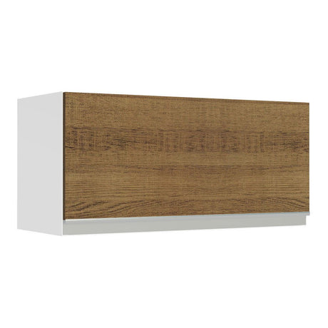 Gabinete de Cocina Glamy Blanco y Marron 70x33cm Flotante con Una Puerta - ALACENAS Y MUEBLES MICROONDAS | Bylmo